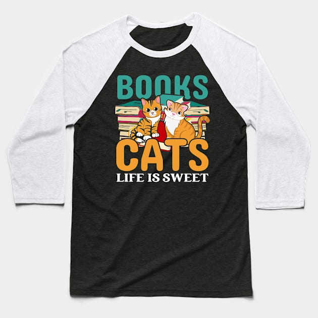 Books and cats Baseball T-Shirt by BunnyCreative